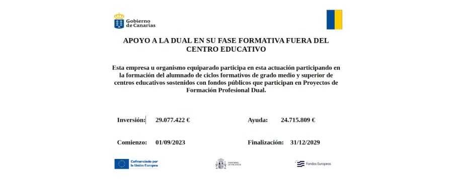 APOYO A LA FORMACIÓN PROFESIONAL DUAL EN SU FASE FORMATIVA FUERA DEL CENTRO EDUCATIVO. CURSO 2023/2024
